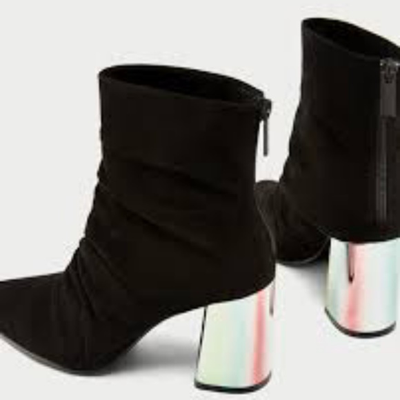 Zara Leather Ankle boots shimmery heel 6 - Picture 9 of 10